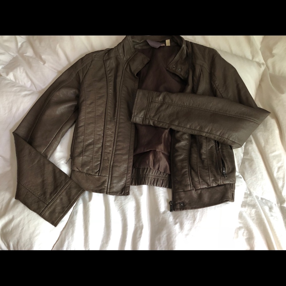 Faux leather jacket brown
